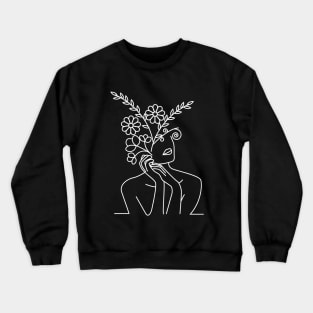 one line woman with a flower head Crewneck Sweatshirt